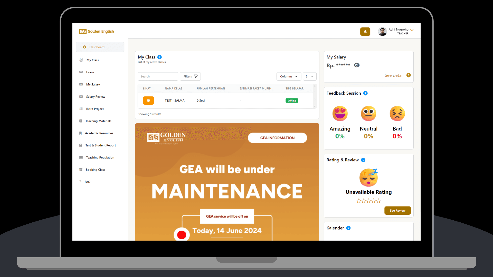 Golden English App (GEA) - A Academic Management System preview